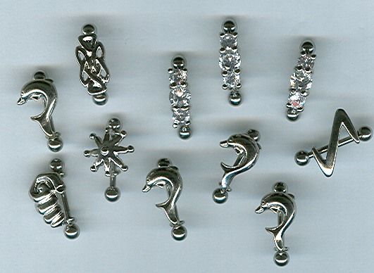 Dolphin Celtic Triple CZ Eyebrow Rings Piercing Vanzy Body Jewelry LOT 