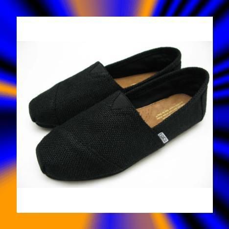 TOMS MENS CLASSIC WOVEN SLIP ON   BLACK BURLAP  