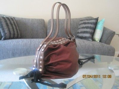   LAMB LEATHER METTALIC BRICK COPPER BALLOON STUDS BAG LARGE  