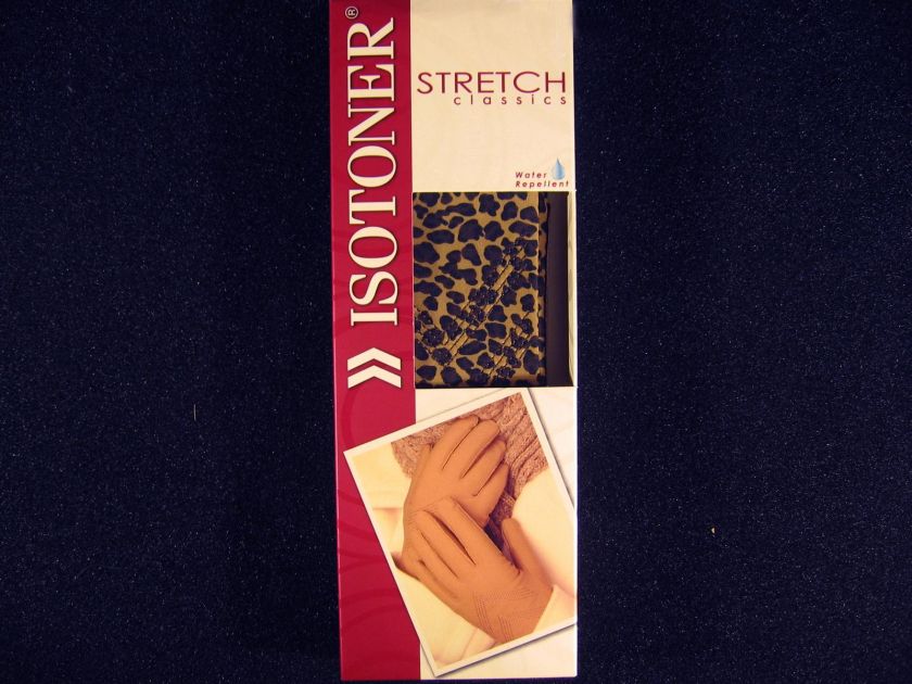 Isotoner Stretch Classics LEOPARD Fleece Lined Winter Gloves Suede 
