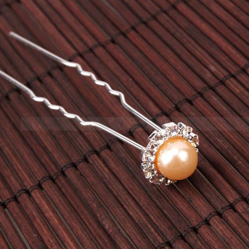 20pcs Wedding Bridal Prom Jewelry Orange Pearl Hair Accessories Pins 