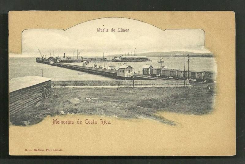 Costa Rica Pier Muelle de Puerto Limon Harbour Train ca 1899  