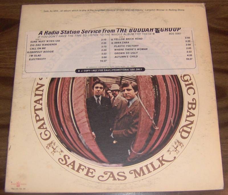 CAPTAIN BEEFHEART safe as milk LP dj copy 1970 reissue  