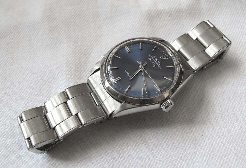 Rolex Oyster Perpetual Air King 5500, SS RIVET Band, Rare Blue Dial 