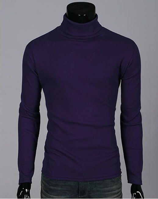 Herren Rollkragen Pullover 8 FARBEN Slim Fit Long Sleeve  