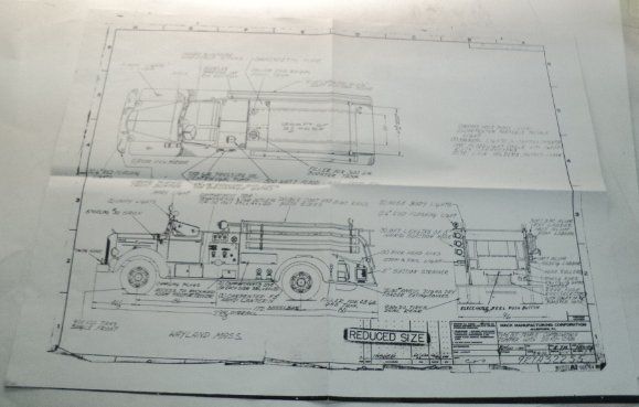 Mack c. 1950s 85 Triple Pumper Fire Truck Blueprint  