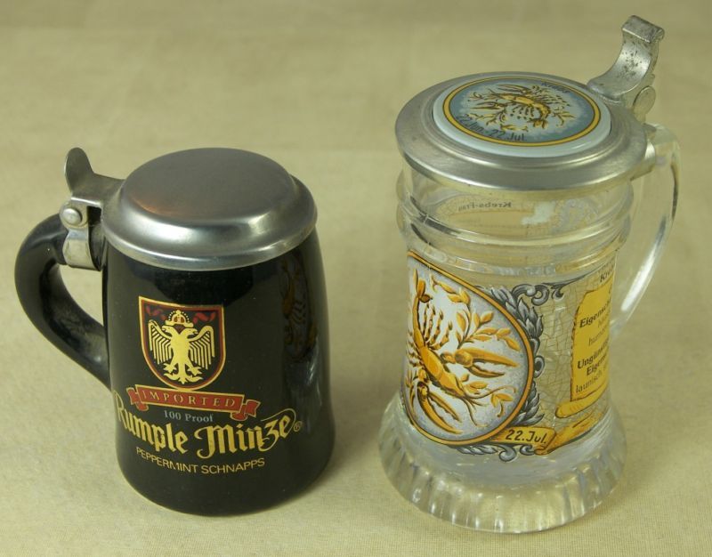 MINIATURE SCHNAPPS STEINS w/ LIDS RUMPLE MINZE & BMF  