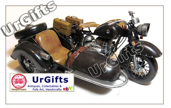   Hand Made Art Bar Decor Model Motorcycle w/ Sidecar BMW R71  