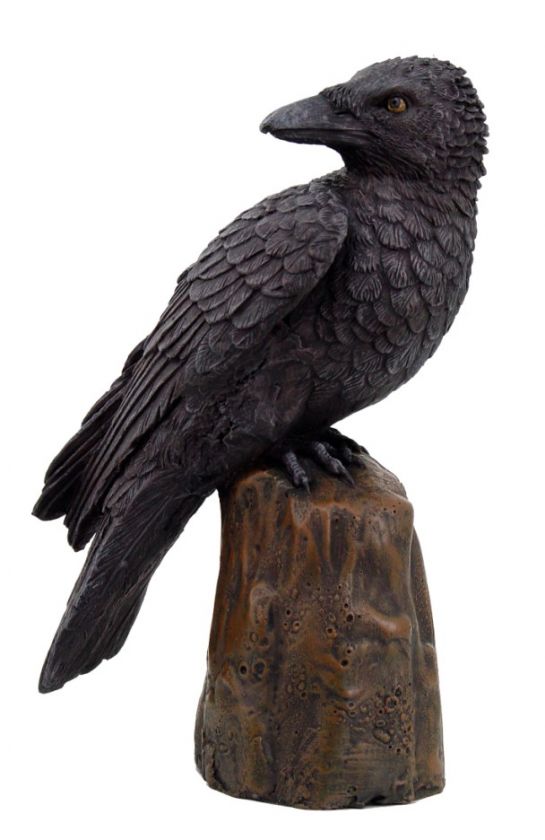 ANGRY RAVEN STATUE FIGURINE ON CLIFF TOP SCAVENGER BIRD HALLOWEEN 