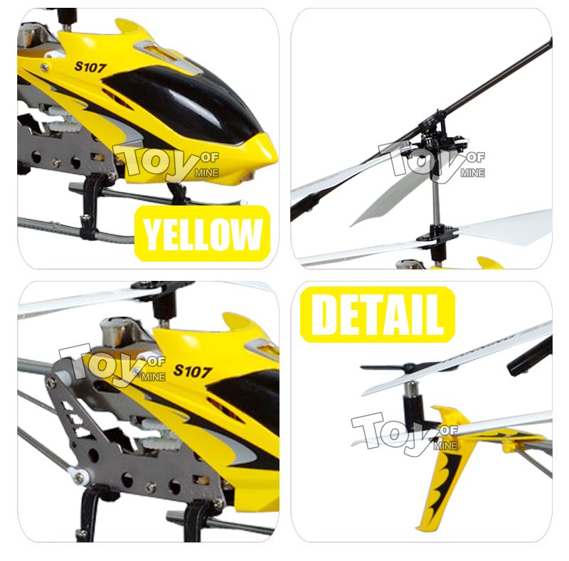 SYMA S107 Metal 3 Channels RC Mini Helicopter Gyro (well pack) yellow 