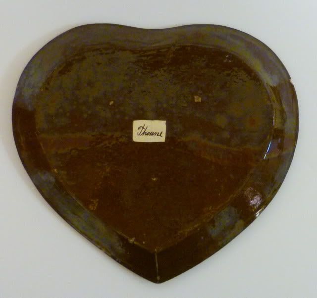 Beautiful Thoune Swiss Pottery Heart Shaped Plate decorated with a 