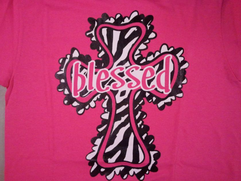 Blessed Zebra cross t shirt, Blue or pink tee Southern Sweeties  