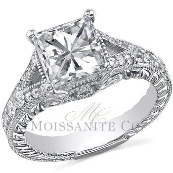   Shank Square Brilliant Moissanite Engagement Ring 1.40ctw [eng483