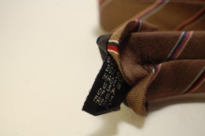 CLAYBROOKE TIE, WOOL + SILK   BROWN STRIPED   3 1/4  