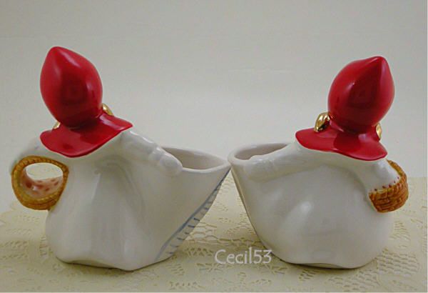 LITTLE RED RIDING HOOD CREAM AND SUGAR SET w 24K GOLD  