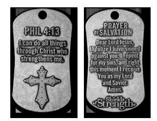   13 Shield of Strength Dog Tag. Great Stocking Stuffer.Christian Bible