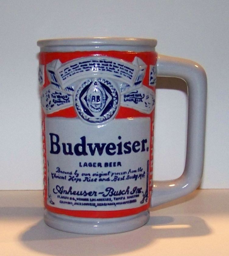 1976 ANHEUSER BUSCH / BUDWEISER BEER CAN LABEL STEIN   CS   18 RARE 