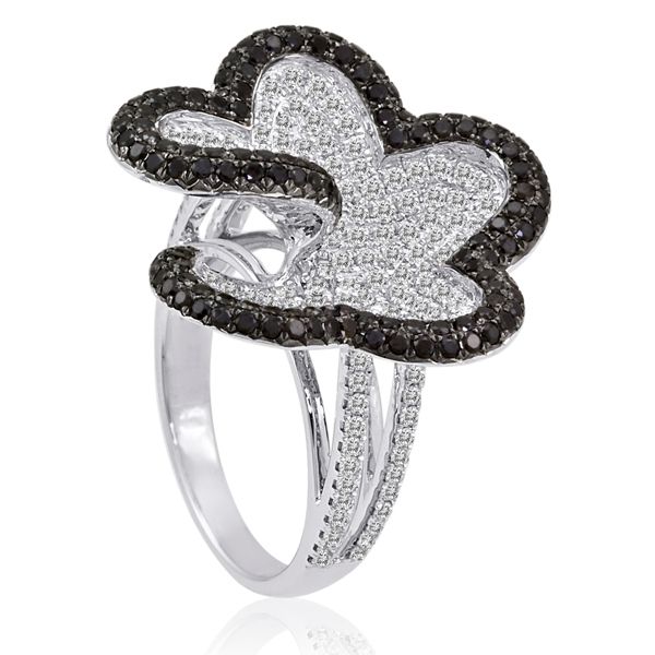 10CT FANCY BLACK DIAMOND FLOWER PAVE GOLD RING VS1 E  