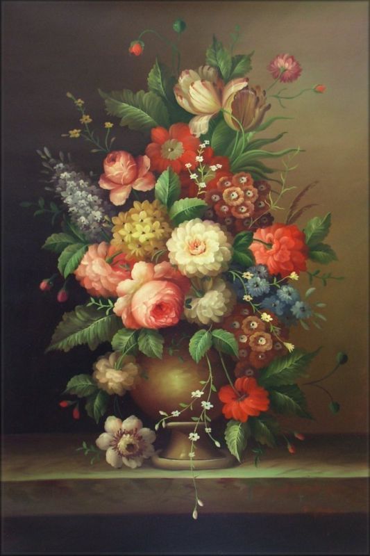   Hand Painted Oil Painting Still Life w/Floral Arrangement  