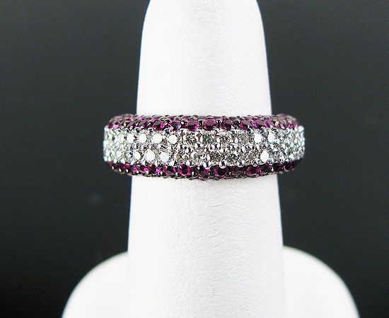 18k White Gold Diamond Ruby Ring  