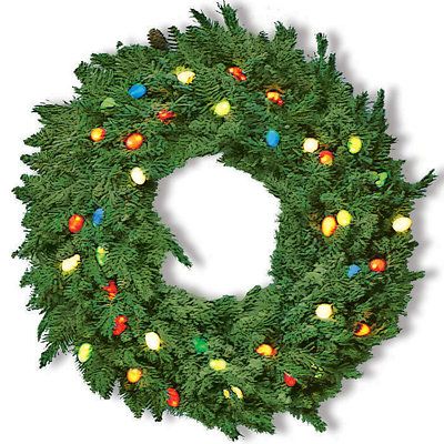 Brookstone 24 Cordless C7 LED Pre Lit Wreath Multi Colored  