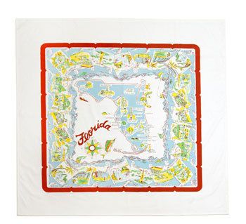 Vintage Retro Florida Souvenir State Map Tablecloth  