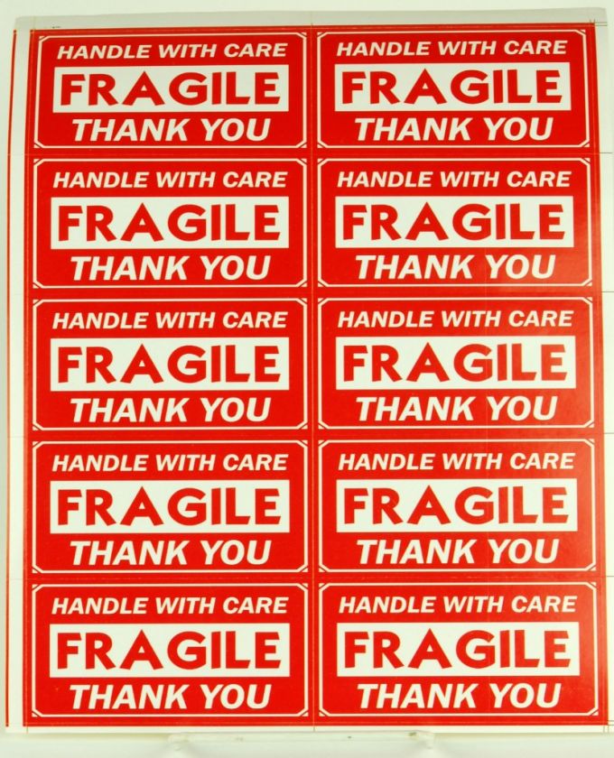 FRAGILE STICKERS 100 LOT Handle Care Ship Labels 2 x 4  