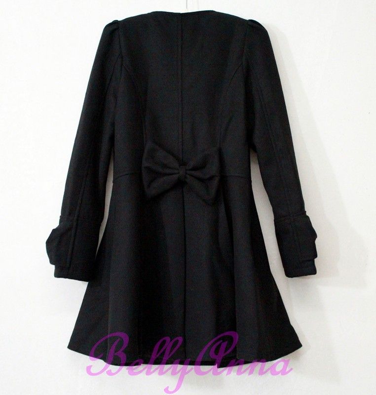   Ruffle Cashmere Wool Swing Skirt Jacket Overcoat Outwear  