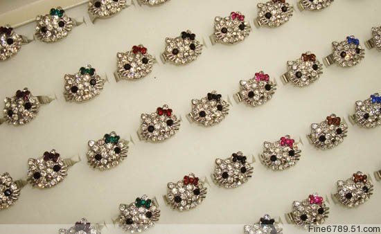 Lots Fashion 50Pcs Cat Crystal Rhinestone Rings  