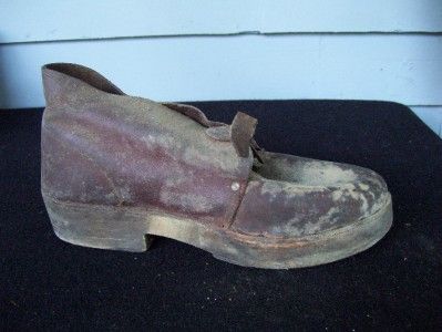 Vintage Mens Shoe   Rare,Unusual   Wood Soled, Leather  