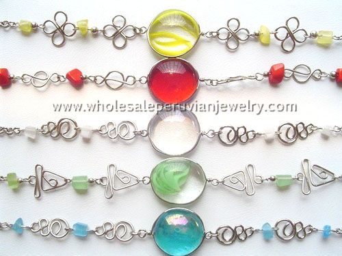 10 HANDMADE GLASS BRACELETS PERUVIAN JEWELRY WHOLESALE  