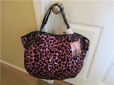   Betsey Johnson Cheetah Sequin Cheetah Licious Tote purple NWT  