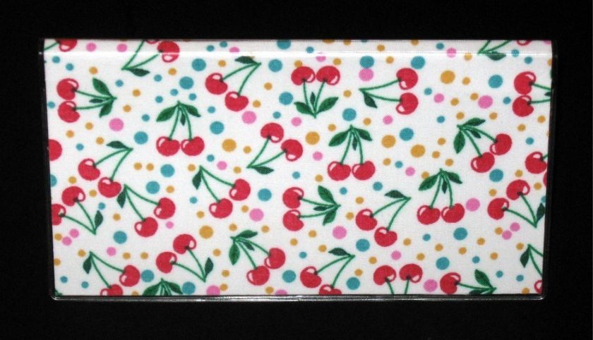 CONFETTI CHERRIES Fabric Checkbook Cover CUTE  