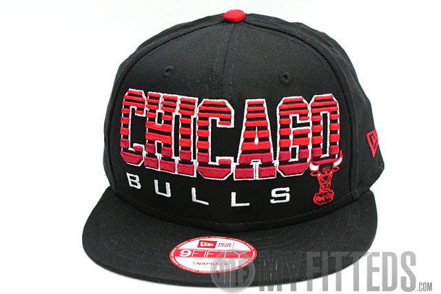 Chicago Bulls Fade Snap Jet Black Scarlet New Era Snapback Hat  