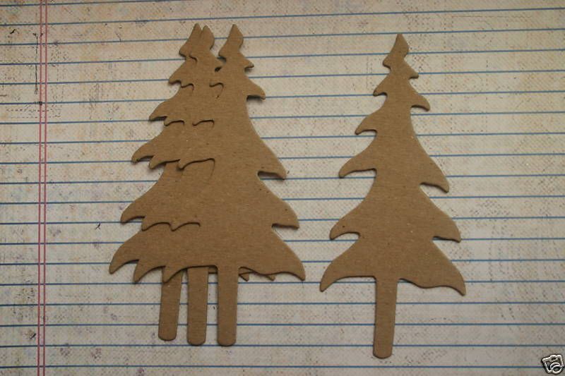 Bare/Unfinished chipboard Medium Pine Tree Diecuts  