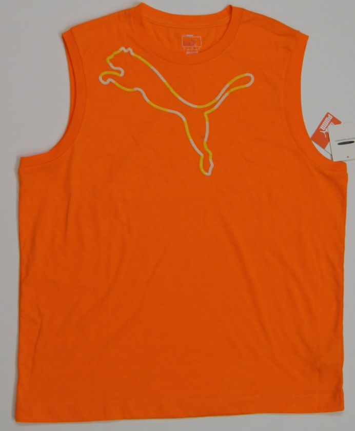 PUMA Men Summer Logo SL Sleeveless T Shirts   Vibrant Orange NEW NWT 