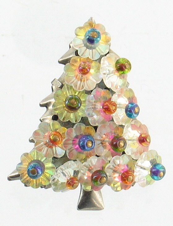   SWAROVSKI VITRAIL PASTEL DAISY RONDEL CHRISTMAS TREE PIN  