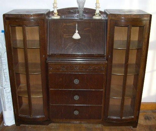 SECRETARY OAK ENGLISH CA1850 48X44X13 CHICAGO P/U ONLY  