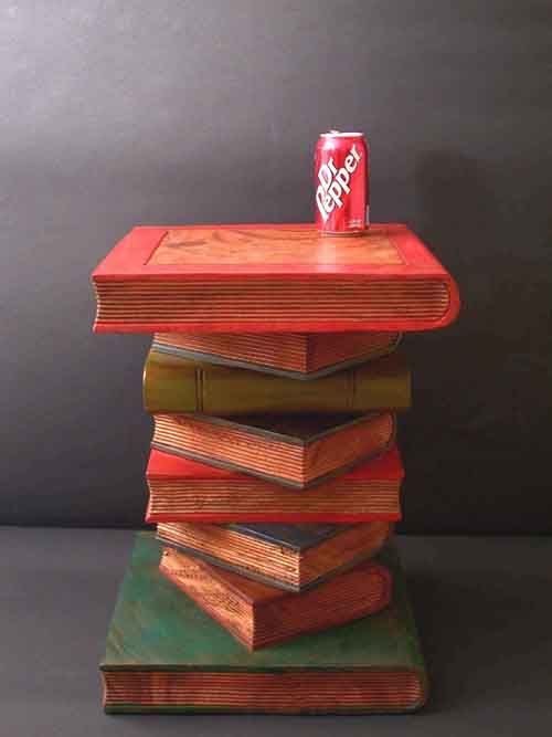 Book Stack Table Antique Finish Library Coffee Fre Ship  