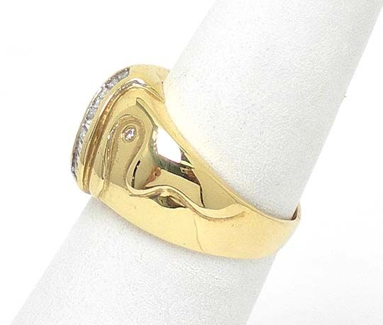 VINTAGE 18K GOLD & DIAMONDS CURVY WIDE BAND RING  