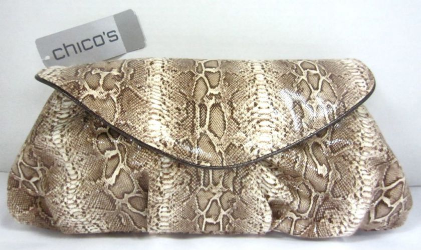 CHICOS DEANA SMALL CLUTCH BAG NEUTRAL NWT $79  