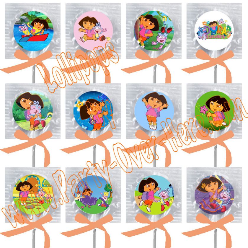 Dora the Explorer Lollipop Favors w/ Ribbon Bow  12 pcs  