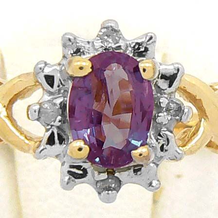 NATURAL 0.67carats RUSSIAN ALEXANDRITE & DIAMOND RING 10K  