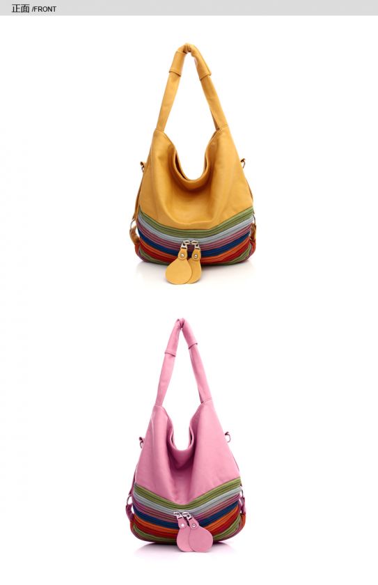 Fashion Womens Rainbow Shoulder Bag Handbag Hobo Tote  