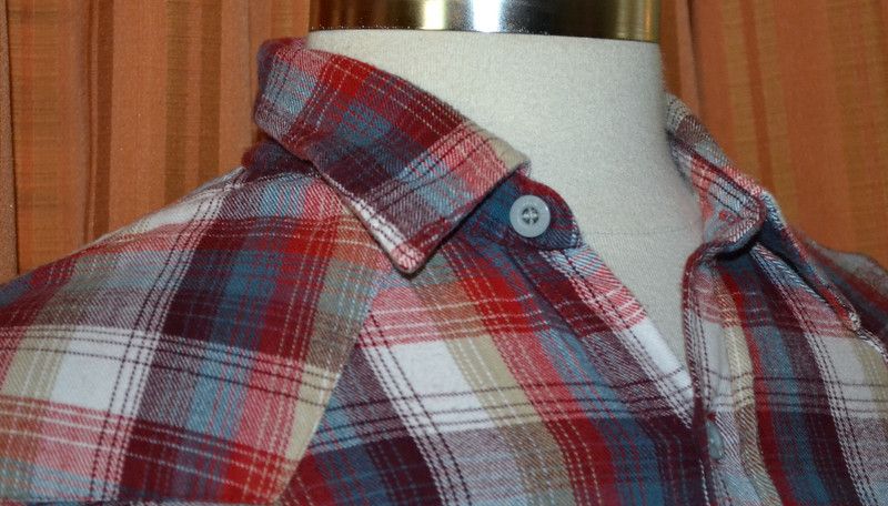   LONG SLEEVE RED WHITE BLUE PLAID HEAVY FLANNEL SHIRT MENS LARGE  