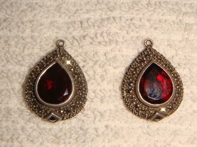 Vintage Sterling Silver with Red Stones AF Earrings  