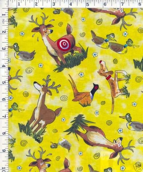 F84 Hunting Target Pheasant Dog Quilt Cotton Fabric  