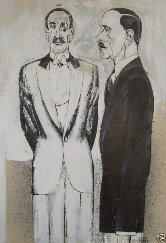 Mixed Media Work of Rudolf Bauer Two Men  