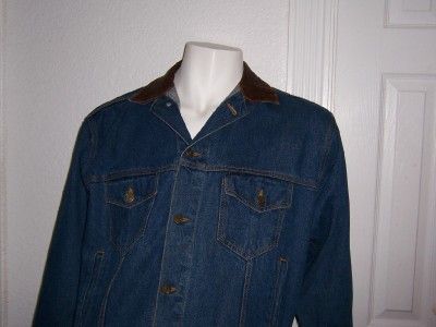   COUNTRY DENIM JEAN JACKET LEATHER COLLAR MEDIUM CHEST 24 BIG BOY