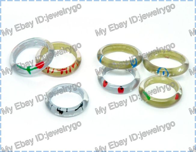 pick Wholesale 20pcs Cute shining Style handmade lucite resin Rings 